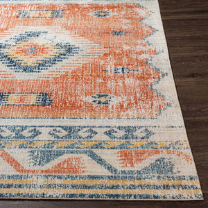 Livabliss Huntington Beach Flatweave Polyester Area Rug Turkish Woven Global Pattern Indoor Outdoor Rust, Navy 6'7" x 9' HTB2306-679
