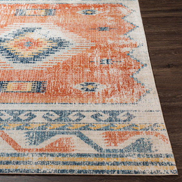 Livabliss Huntington Beach Flatweave Polyester Area Rug Turkish Woven Global Pattern Indoor Outdoor Rust, Navy 6'7" x 9' HTB2306-679
