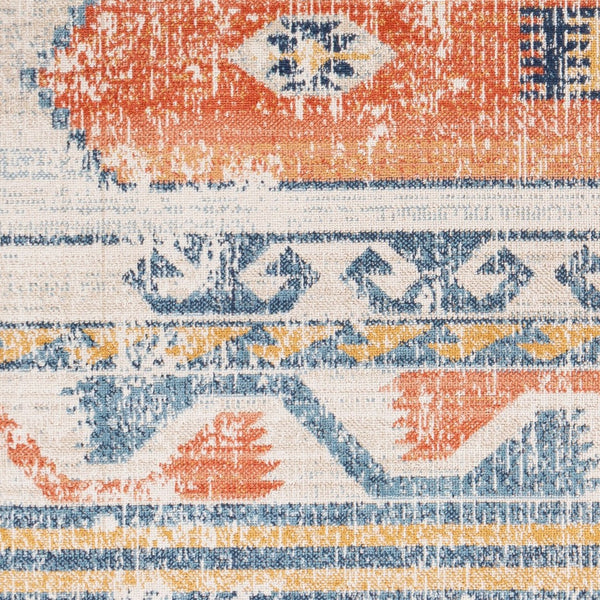 Livabliss Huntington Beach Flatweave Polyester Area Rug Turkish Woven Global Pattern Indoor Outdoor Rust, Navy 6'7" x 9' HTB2306-679