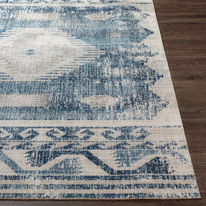 Livabliss Huntington Beach Flatweave Polyester Area Rug Global Style for Living Room or Patio Navy, Denim 7'10" x 10' HTB2307-71010