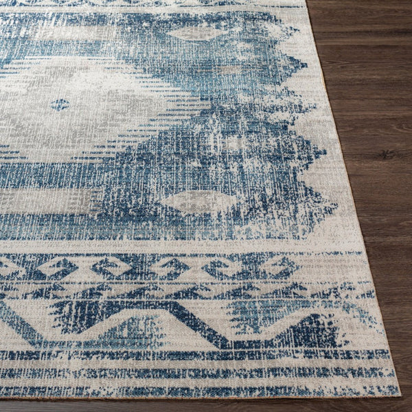 Livabliss Huntington Beach Flatweave Polyester Area Rug Global Style for Living Room or Patio Navy, Denim 7'10" x 10' HTB2307-71010