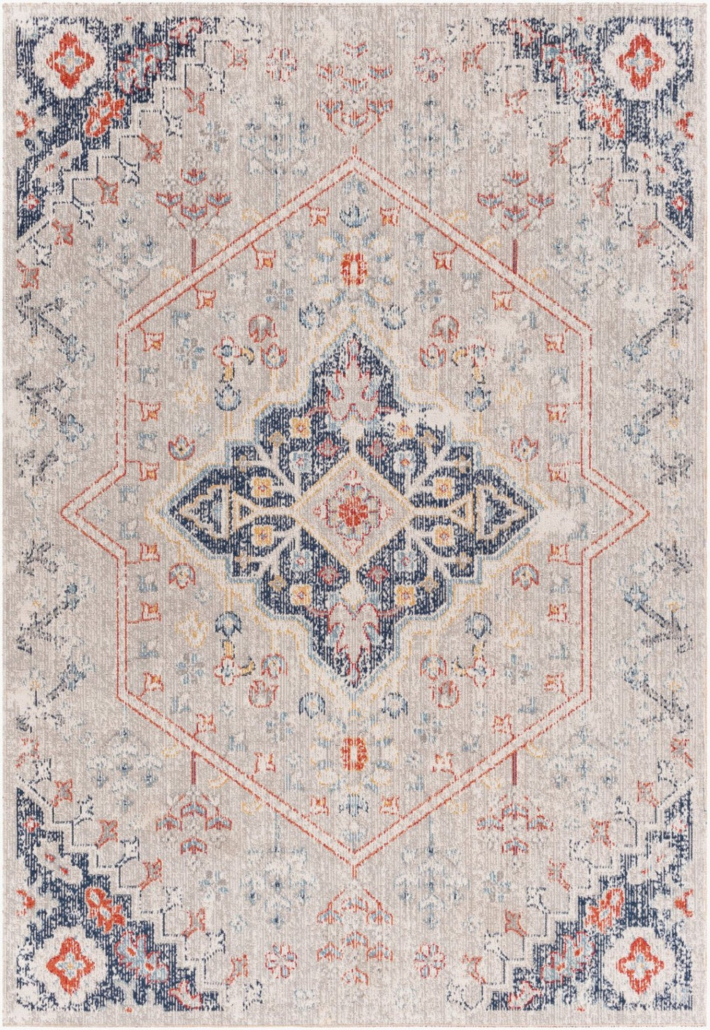 Livabliss Huntington Beach Global Inspired Machine Woven Polyester Area Rug for Living Room Light Gray, Dar 5'3" x 7' HTB2310-537