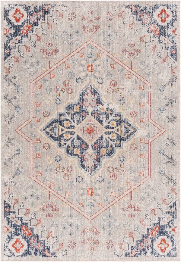 Livabliss Huntington Beach Global Inspired Machine Woven Polyester Area Rug for Living Room Light Gray, Dar 5'3" x 7' HTB2310-537