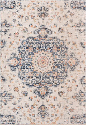 Livabliss Huntington Beach Flatweave Polyester Area Rug Turkish Woven Indoor Outdoor Living Room Navy, Denim 5'3" x 7' HTB2319-537
