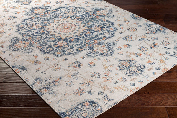 Livabliss Huntington Beach Flatweave Polyester Area Rug Turkish Woven Indoor Outdoor Living Room Navy, Denim 5'3" x 7' HTB2319-537