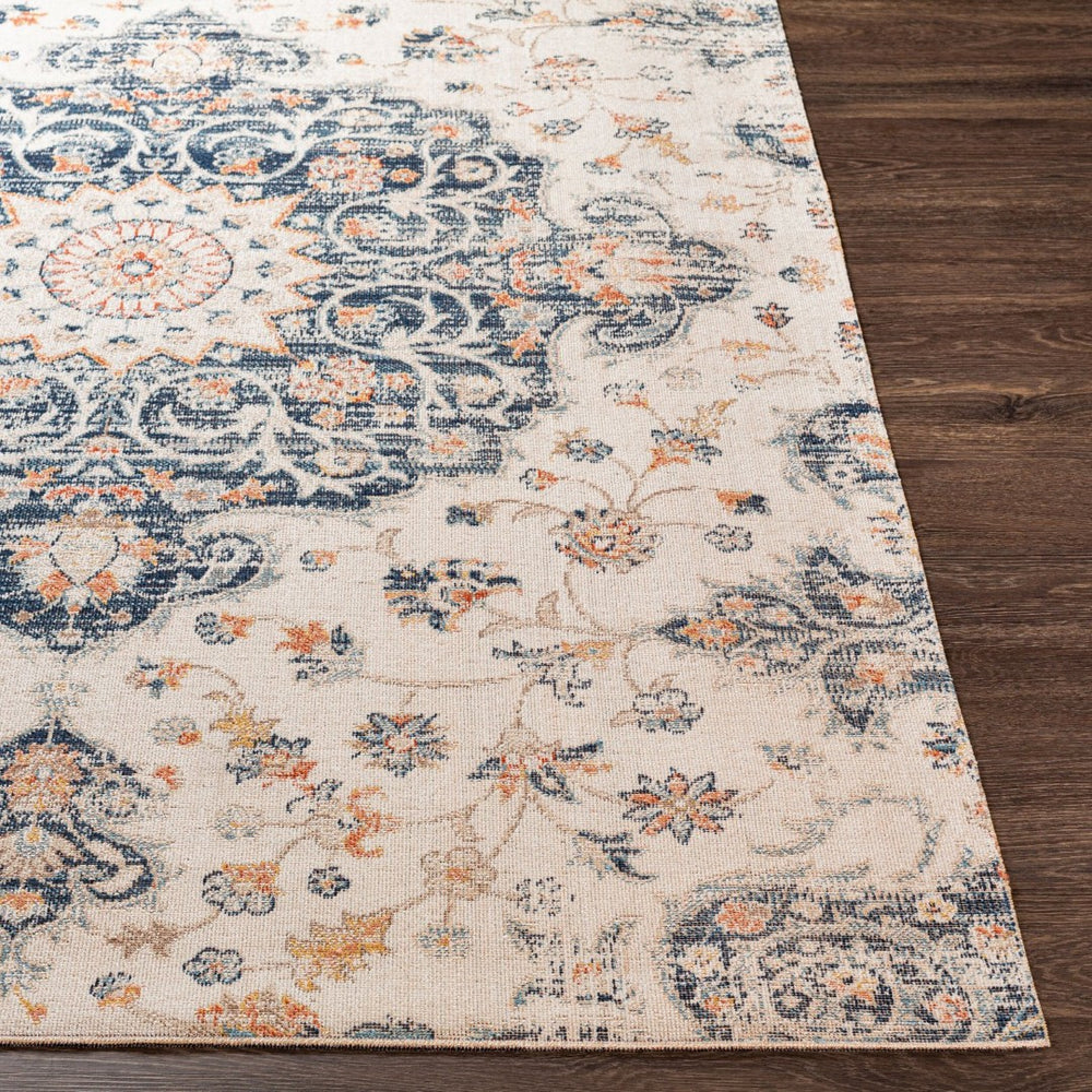 Livabliss Huntington Beach Flatweave Polyester Area Rug Turkish Woven Indoor Outdoor Living Room Navy, Denim 5'3" x 7' HTB2319-537