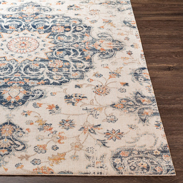 Livabliss Huntington Beach Flatweave Polyester Area Rug Turkish Woven Indoor Outdoor Living Room Navy, Denim 5'3" x 7' HTB2319-537