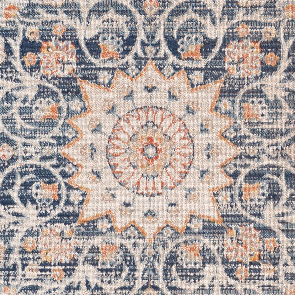 Livabliss Huntington Beach Flatweave Polyester Area Rug Turkish Woven Indoor Outdoor Living Room Navy, Denim 5'3" x 7' HTB2319-537