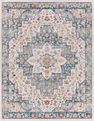 Livabliss Huntington Beach Outdoor Area Rug Traditional Polyester Woven Patio Deck Accent Navy, Denim 7'10" x 10' HTB2322-71010