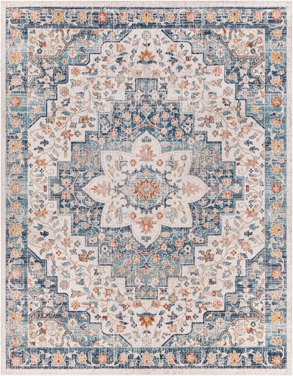Livabliss Huntington Beach Outdoor Area Rug Traditional Polyester Woven Patio Deck Accent Navy, Denim 7'10" x 10' HTB2322-71010