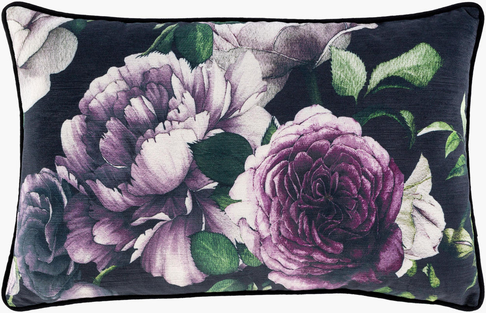 Surya Horticulture Cozy Cottage 14"L X 22"W Lumbar Pillow - Stylish, Durable, And Easy Care Comfort Accessory Black Polyester,Polyester Htc003-2214d