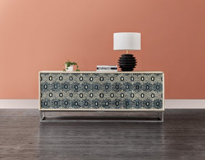 Hooker Furniture Melange Whitmore Credenza With Bone Inlay Doors, Mango Wood Case, Touch-Latch Storage & Wire Management 628-85111-02
