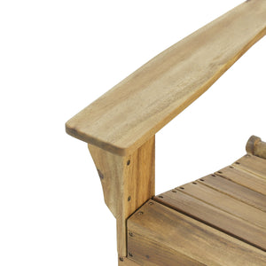 English Elm Zuma Solid Acacia Foldable Adirondack Chair Rustic Outdoor Lounger for Deck or Patio Natural 68319.00NTLS