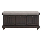 Homelegance By Top-Line Nikita Storage Bench with Linen Seat Cushion Black Wood