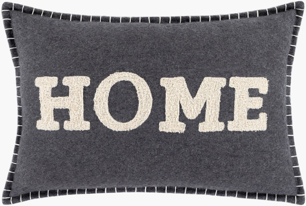 Surya Home Time Htm-001 Country Cottage 14"L X 22"W Lumbar Pillow For Cozy Comfort & Easy Care Black Wool,Polyester,Nylon,Cotton Htm001-2214p