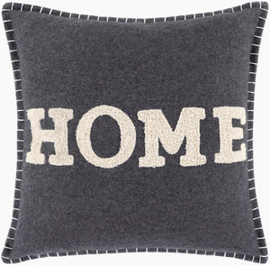 Surya Home Time 18"X18" Country Cottage Accent Pillow - Luxurious Blend, Easy Care, Charming Design Black Wool,Polyester,Nylon,Cotton Htm002-1818p