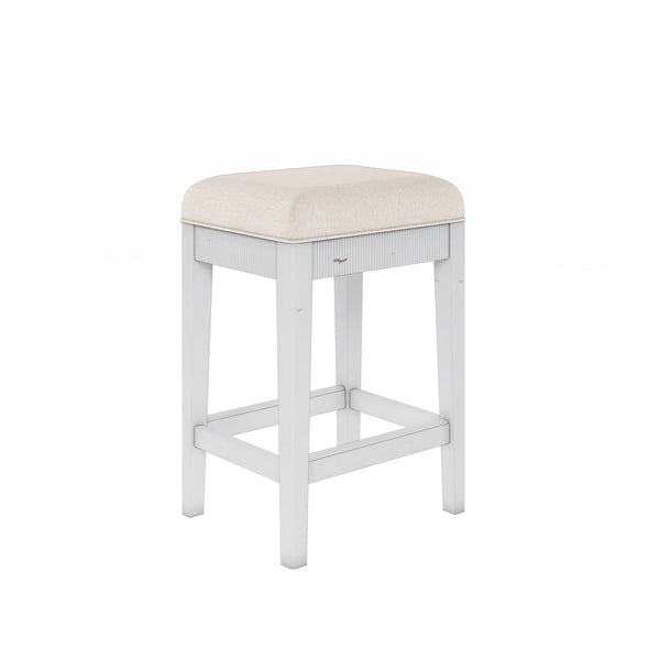 A.R.T. Furniture Palisade Gathering Console Stool - Vintage White English Cottage Style With Adjustable Comfort Seat White Parawood Solids,Foam,Fabric,Resin,Metal 273318-2917gl