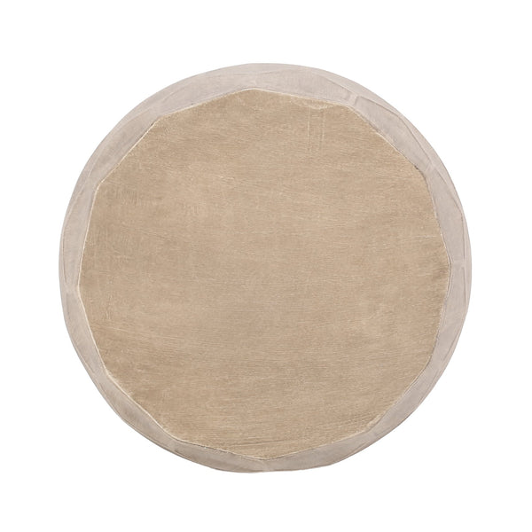 English Elm Outdoor Honeycomb Concrete Barrel Side Table with Organic Sculpted Natural Finish 73443.00