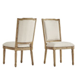 Homelegance By Top-Line Mayer Ornate Linen and Wood Dining Chairs (Set of 2) Beige Rubberwood