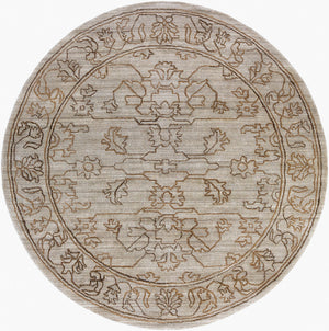 Hightower HTW-3003 8' x 8' Round Handmade Rug HTW3003-8RD  Light Gray, Medium Brown, Charcoal Surya