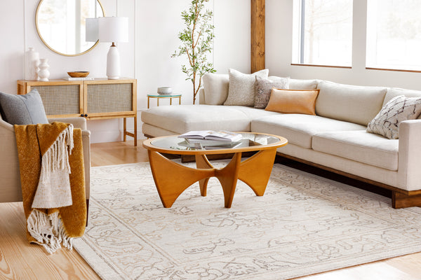 Hightower HTW-3003 8' x 8' Square Handmade Rug HTW3003-8SQ  Light Gray, Medium Brown, Charcoal Surya