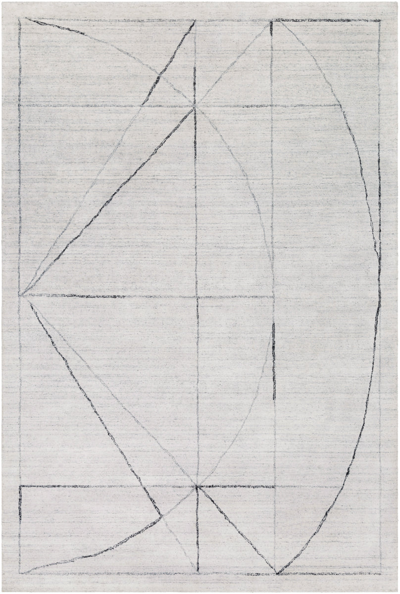 Hightower HTW-3010 6' x 9' Handmade Rug HTW3010-69  Charcoal, White, Black Surya