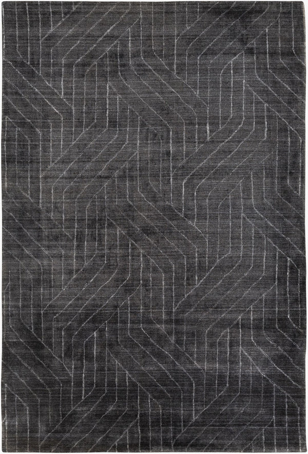 Surya Hightower Htw-3000 2' X 3' Luxurious Handmade Viscose Rug - Perfect For High Traffic Areas & Style Charcoal Viscose Htw3011-23