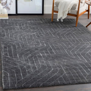 Surya Hightower Htw-3000 2' X 3' Luxurious Handmade Viscose Rug - Perfect For High Traffic Areas & Style Charcoal Viscose Htw3011-23