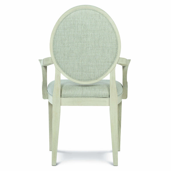 Bernhardt Bernhardt East Hampton Oval Back Arm Chair In Cerused Linen Finish — Plush Gray Upholstery, Sculpted Curves And Solid Ash Frame For Timeless Modern Comfort 395562