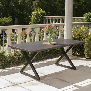 English Elm Rolando Outdoor Aluminum Dining Table with X-brace Steel Frame for Patio Gatherings 61625.00TBRN