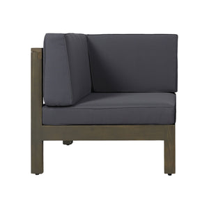 English Elm Brava Acacia Wood Outdoor Sectional Chair with Cross-back Slat Seat for Patio Decks Dark Grey 64492.00DGY