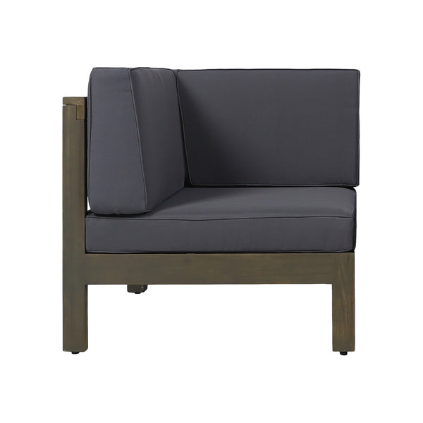 English Elm Brava Acacia Wood Outdoor Sectional Chair with Cross-back Slat Seat for Patio Decks Dark Grey 64492.00DGY