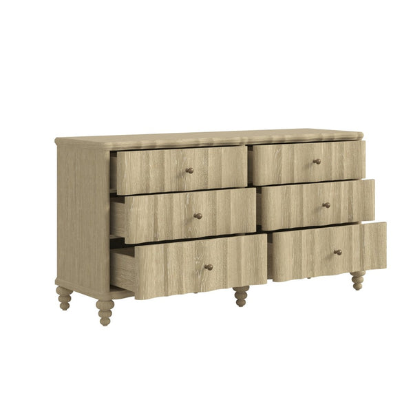 A.R.T. Furniture Haven Dresser - Timeless Cottage Design with Fluted Drawers and Ample Storage for Your Bedroom Elegance Blonde Oak 339130-2325
