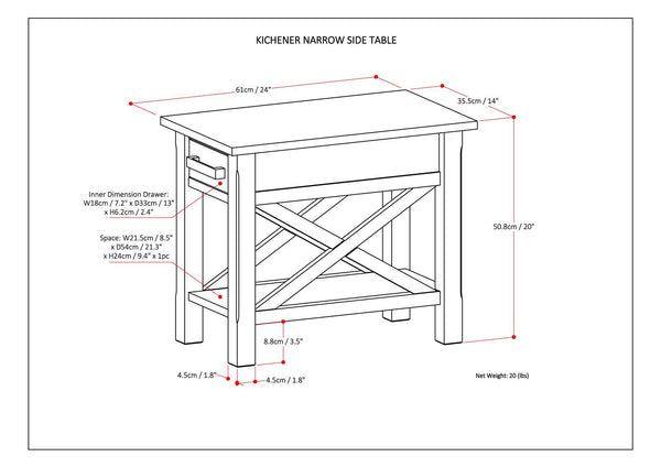 English Elm Kitchener Narrow Side Table - Handcrafted Solid Wood With Storage & Contemporary Farmhouse Style B136P159547