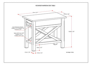 English Elm Kitchener Narrow Side Table - Handcrafted Farmhouse Grey With Storage For Small Spaces & Charm B136P159546