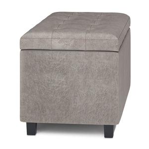 English Elm Cosmopolitan Storage Ottoman - Distressed Grey Taupe Faux Leather, Stylish Storage & Seating Solution B136P159771