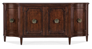 Hooker Furniture Charleston Maraschino Cherry Four-Door Buffet With Maple Inlay, Felt Silverware Tray & Antique Pulls 6750-75900-85