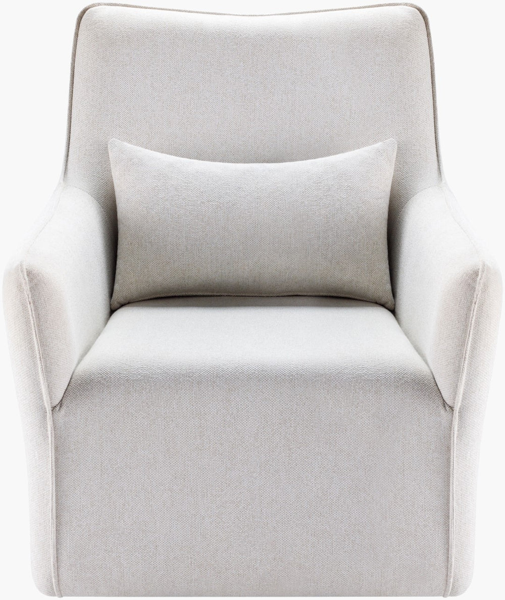 Surya Hudson Swivel Chair - Modern Minimalist Design With Durable Beech Wood Base & Easy Maintenance Upholstery Upholstery, Ivory,Base, Beige Polyester,Beechwood,Polyurethane Foam Hud-001