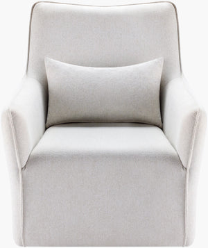 Surya Hudson Swivel Chair - Modern Minimalist Design With Durable Beech Wood Base & Easy Maintenance Upholstery Upholstery, Ivory,Base, Beige Polyester,Beechwood,Polyurethane Foam Hud-001