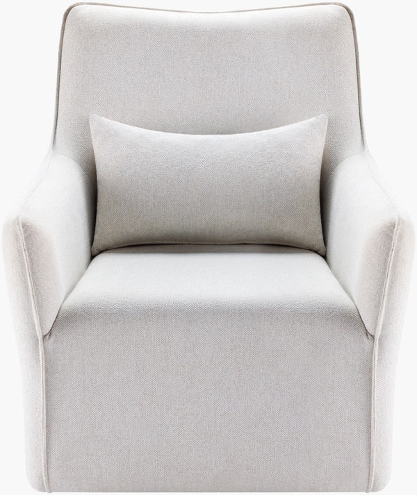 Surya Hudson Swivel Chair - Modern Minimalist Design With Durable Beech Wood Base & Easy Maintenance Upholstery Upholstery, Ivory,Base, Beige Polyester,Beechwood,Polyurethane Foam Hud-001