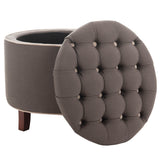 Safavieh Amelia Tufted Storage Ottoman Charcoal / True Taupe HUD8220A