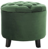 Safavieh Amelia Tufted Storage Ottoman Emerald HUD8220P