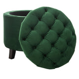 Safavieh Amelia Tufted Storage Ottoman Emerald HUD8220P