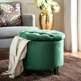 Safavieh Amelia Tufted Storage Ottoman Emerald HUD8220P