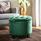 Safavieh Amelia Tufted Storage Ottoman Emerald HUD8220P