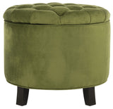 Safavieh Amelia Tufted Storage Ottoman Fern Green HUD8220R