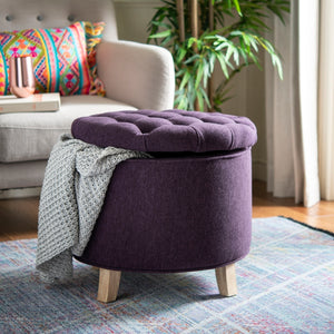 Safavieh Amelia Tufted Storage Ottoman Plum HUD8220T