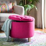 Safavieh Amelia Tufted Storage Ottoman Berry HUD8220U