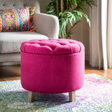 Safavieh Amelia Tufted Storage Ottoman Berry HUD8220U