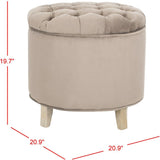 Safavieh Amelia Tufted Storage Ottoman Mushroom V2 HUD8220Y